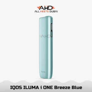 Slim metallic profile of pocket-sized IQOS ILUMA i ONE Breeze Blue