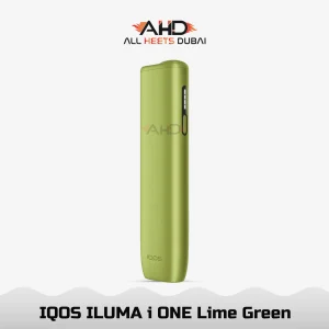 Satin matte green finish on aluminum body of IQOS ILUMA i ONE lime green or Leaf Green